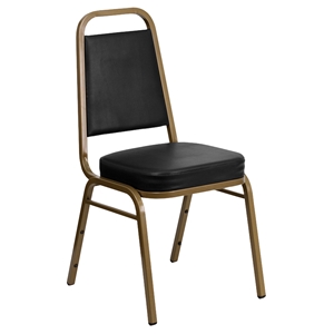 Hercules Series Trapezoidal Back Stacking Banquet Chair - Black, Gold 