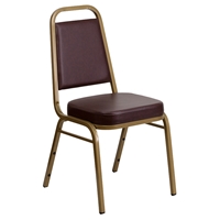 Hercules Series Trapezoidal Back Stacking Banquet Chair - Brown, Gold