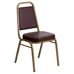 Hercules Series Trapezoidal Back Stacking Banquet Chair - Brown, Gold 