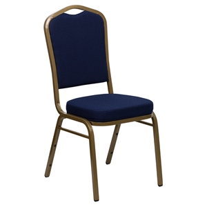 Hercules Series Stacking Banquet Chair - Crown Back, Navy Blue, Gold 