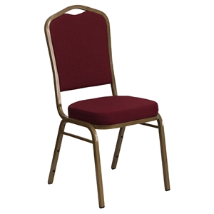 Hercules Series Stacking Banquet Chair - Crown Back, Burgundy, Gold 