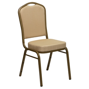 Hercules Series Stacking Banquet Chair - Crown Back, Beige, Gold 