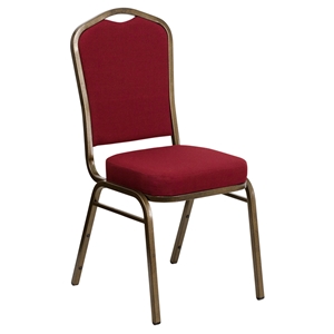 Hercules Series Stacking Banquet Chair - Crown Back, Burgundy, Gold Vein 