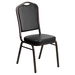 Hercules Series Stacking Banquet Chair - Crown Back, Black, Gold Vein 