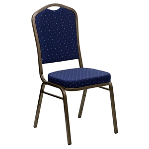 Hercules Series Stacking Banquet Chair - Crown Back, Gold Vein, Navy Blue 