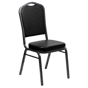 Hercules Series Stacking Banquet Chair - Crown Back, Silver Vein, Black 