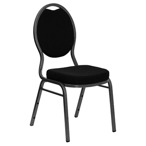 Hercules Series Teardrop Back Stacking Banquet Chair - Black, Silver Vein 