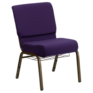 Hercules Series 18.5" Royal Fabric Church Chair - Rack, Purple 