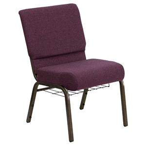 Hercules Series 21" Extra Wide Fabric Church Chair - Rack, Plum 