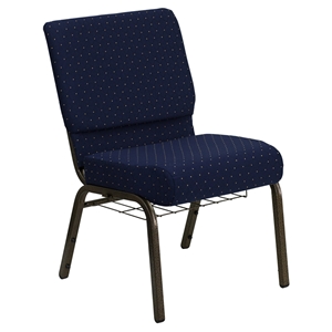 Hercules Series 21" Extra Wide Dot Fabric Church Chair - Navy Blue, Rack 