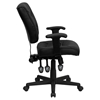 Leather Swivel Task Chair - Low Back, Multi Functional, Armrest, Black - FLSH-GO-1574-BK-A-GG