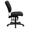 Swivel Task Chair - Low Back, Leather, Multi Functional, Black - FLSH-GO-1574-BK-GG