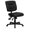 Swivel Task Chair - Low Back, Leather, Multi Functional, Black - FLSH-GO-1574-BK-GG