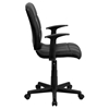 Quilted Faux Leather Task Chair - Mid Back, Swivel, Nylon Arms, Black - FLSH-GO-1691-1-BK-A-GG