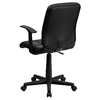 Quilted Faux Leather Task Chair - Mid Back, Swivel, Nylon Arms, Black - FLSH-GO-1691-1-BK-A-GG