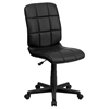 Quilted Faux Leather Task Chair - Mid Back, Swivel, Black - FLSH-GO-1691-1-BK-GG