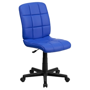 Quilted Faux Leather Task Chair - Mid Back, Swivel, Blue 