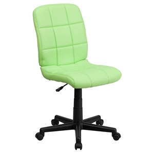 Quilted Faux Leather Task Chair - Mid Back, Swivel, Green 