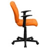 Quilted Faux Leather Task Chair - Mid Back, Swivel, Nylon Arms, Orange - FLSH-GO-1691-1-ORG-A-GG