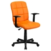 Quilted Faux Leather Task Chair - Mid Back, Swivel, Nylon Arms, Orange - FLSH-GO-1691-1-ORG-A-GG