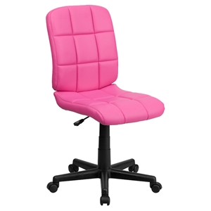 Quilted Faux Leather Task Chair - Mid Back, Swivel, Pink 