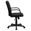 Leather Swivel Task Chair - Mid Back, Nylon Arms, Black - FLSH-GO-228S-BK-LEA-GG