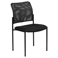 Mesh Comfortable Side Chair - Stackable, Steel Frame, Black