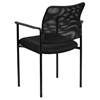 Mesh Comfortable Armchair - Stackable, Steel Frame, Black - FLSH-GO-516-2-GG