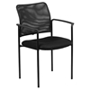 Mesh Comfortable Armchair - Stackable, Steel Frame, Black - FLSH-GO-516-2-GG