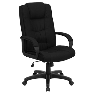 Fabric Executive Swivel Office Chair - High Back, Adjustable, Black 