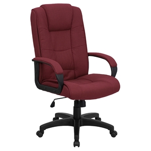 Fabric Executive Swivel Office Chair - High Back, Adjustable, Burgundy 