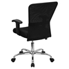 Swivel Task Chair - Mid Back Mesh, Adjustable Arms, Black - FLSH-GO-5307B-GG