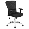 Swivel Task Chair - Mid Back Mesh, Adjustable Arms, Black - FLSH-GO-5307B-GG