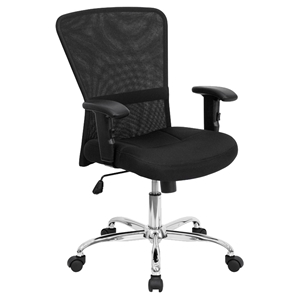 Swivel Task Chair - Mid Back Mesh, Adjustable Arms, Black 