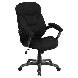 Executive Swivel Office Chair - High Back, Black Microfiber 