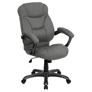 Executive Swivel Office Chair - High Back, Gray Microfiber 