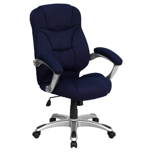 Executive Swivel Office Chair - High Back, Navy Blue Microfiber 