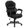 High Back Executive Swivel Office Chair - Padded Loop Arms, Black - FLSH-GO-901-BK-GG