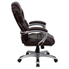 High Back Executive Swivel Office Chair - Padded Loop Arms, Brown - FLSH-GO-901-BN-GG