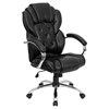 High Back Executive Swivel Office Chair - Black Leather - FLSH-GO-908A-BK-GG