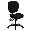 Fabric Ergonomic Swivel Task Chair - Mid Back, Multi Functional, Black - FLSH-GO-930F-BK-GG