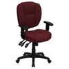 Ergonomic Swivel Task Chair - Mid Back, Multi Functional, Burgundy - FLSH-GO-930F-BY-ARMS-GG