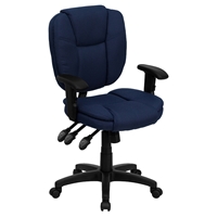 Ergonomic Swivel Task Chair - Mid Back, Multi Functional, Navy Blue