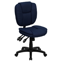 Fabric Ergonomic Swivel Task Chair - Mid Back, Multi Functional, Navy Blue