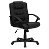 Swivel Task Chair - Mid Back, Leather, Black - FLSH-GO-937M-BK-LEA-GG