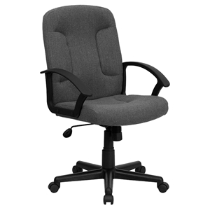 Executive Swivel Office Chair - Mid Back, Nylon Arms, Gray 