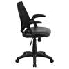 Mesh Swivel Task Chair - Mid Back, Leather Padded Seat, Black - FLSH-GO-WY-82-LEA-GG