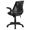 Mesh Swivel Task Chair - Mid Back, Leather Padded Seat, Black - FLSH-GO-WY-82-LEA-GG