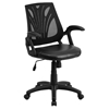 Mesh Swivel Task Chair - Mid Back, Leather Padded Seat, Black - FLSH-GO-WY-82-LEA-GG