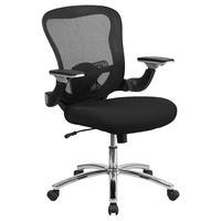 Executive Swivel Office Chair - Mid Back, Adjustable Arms, Black